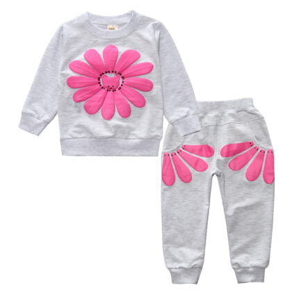 Dezsed Autumn Winter Kids Clothes Girls Daisy Print Pullover Long Sleeve Tops+Petal Pants Set Outfits Fashion Sport Suit 1-4T Girl Boutique Outfit