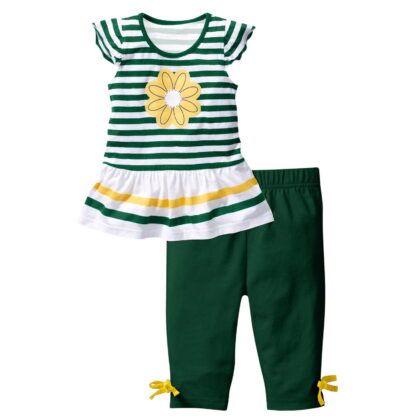 Erwazi Toddler Kids Girls Summer Clothes Casual Clothing Suit Short Sleeve Floral T-Shirt +Pants Girls Outfits Sets 1-9 Years
