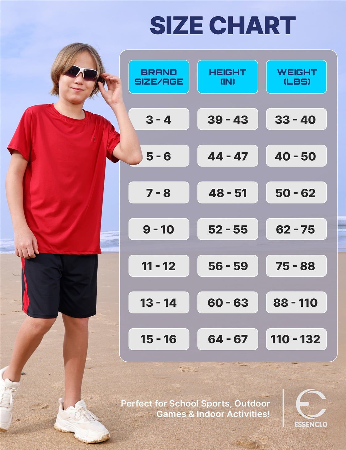 Essenclo Boys Athletic Shorts and Performance T-Shirt Crew Neck Boy Clothes Set, Summer Kids Outfit Size 3-16 (2 Pcs Set) - Image 4