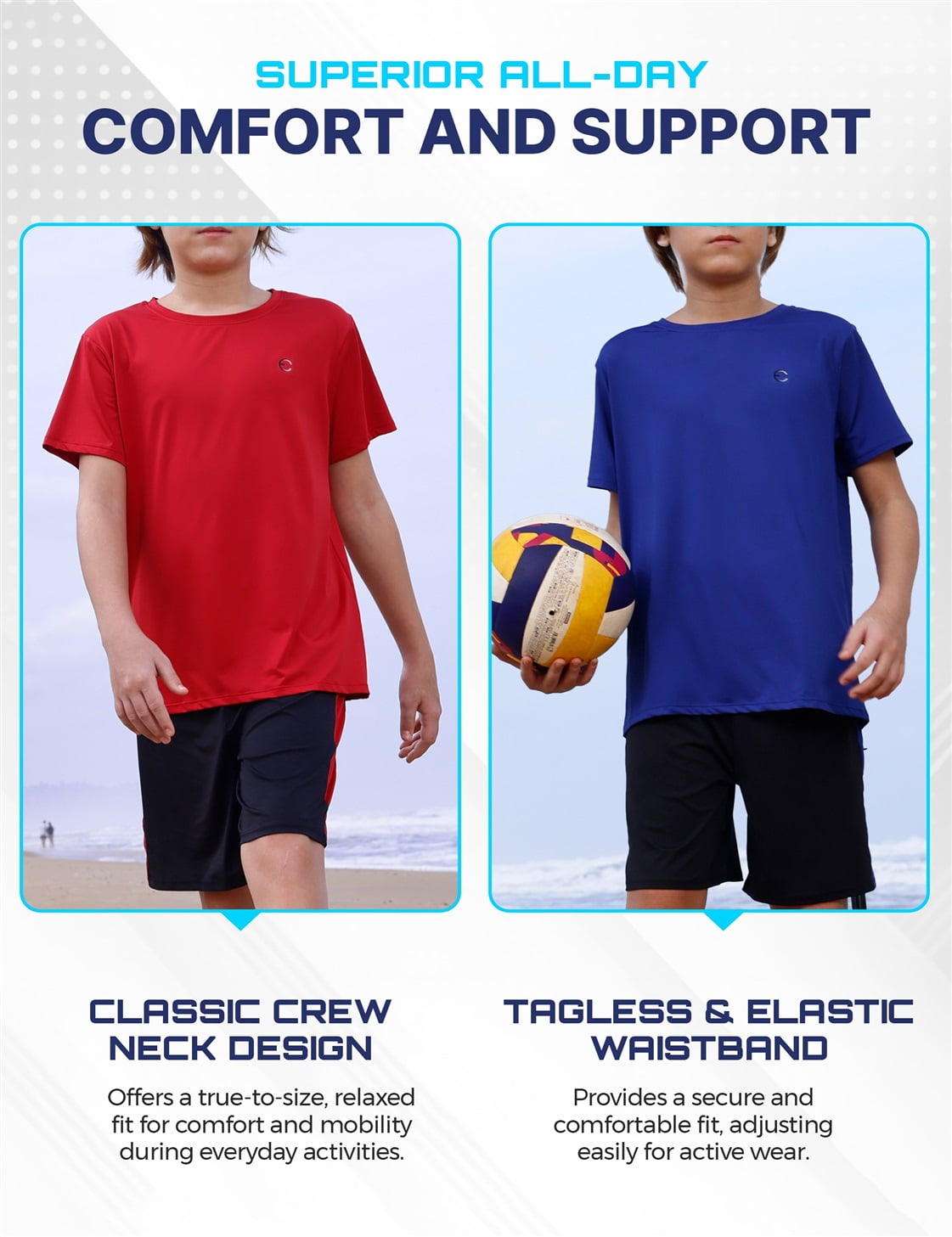 Essenclo Boys Athletic Shorts and Performance T-Shirt Crew Neck Boy Clothes Set, Summer Kids Outfit Size 3-16 (2 Pcs Set) - Image 3