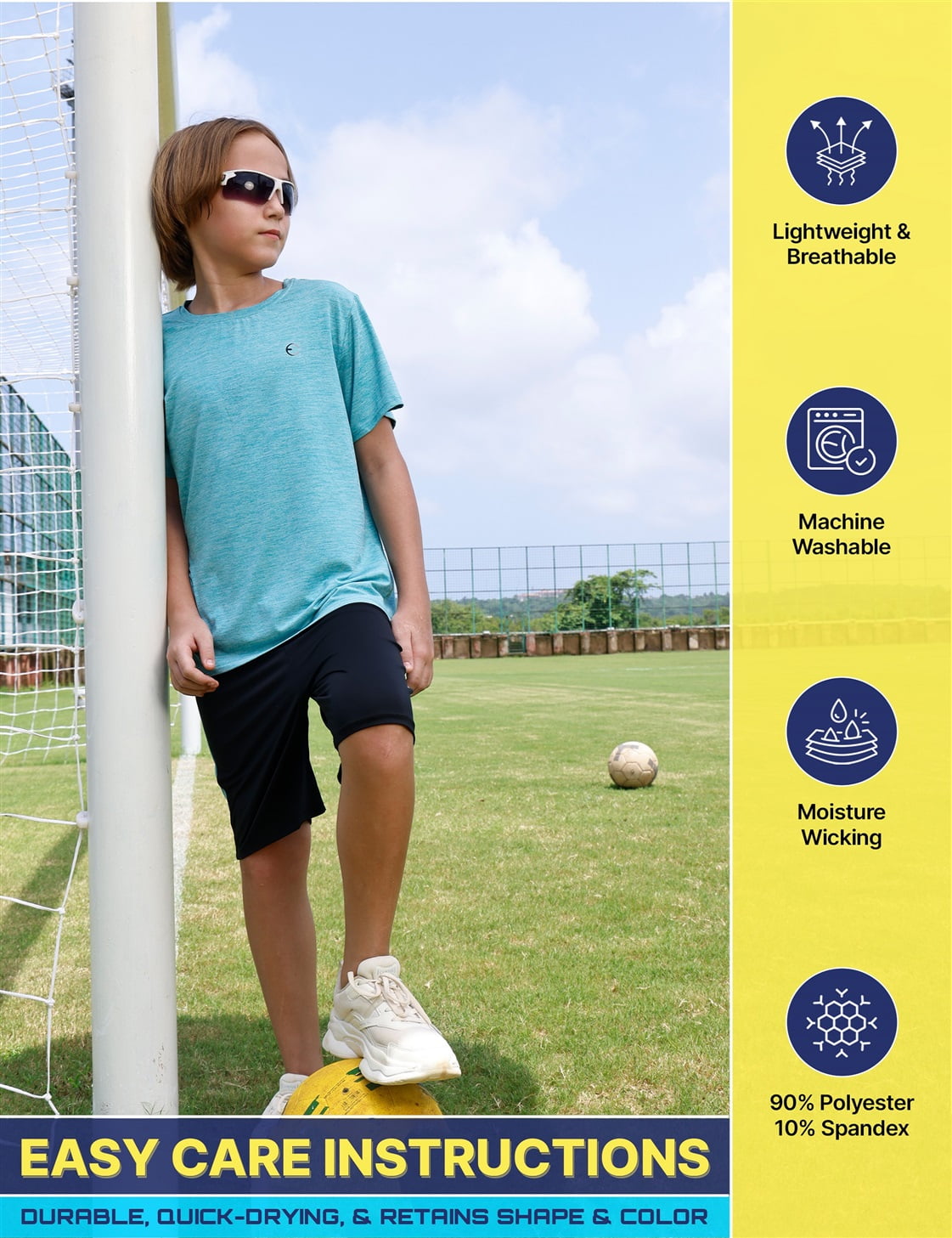 Essenclo Boys Athletic Shorts and Performance T-Shirt Crew Neck Boy Clothes Set, Summer Kids Outfit Size 3-16 (2 Pcs Set) - Image 2