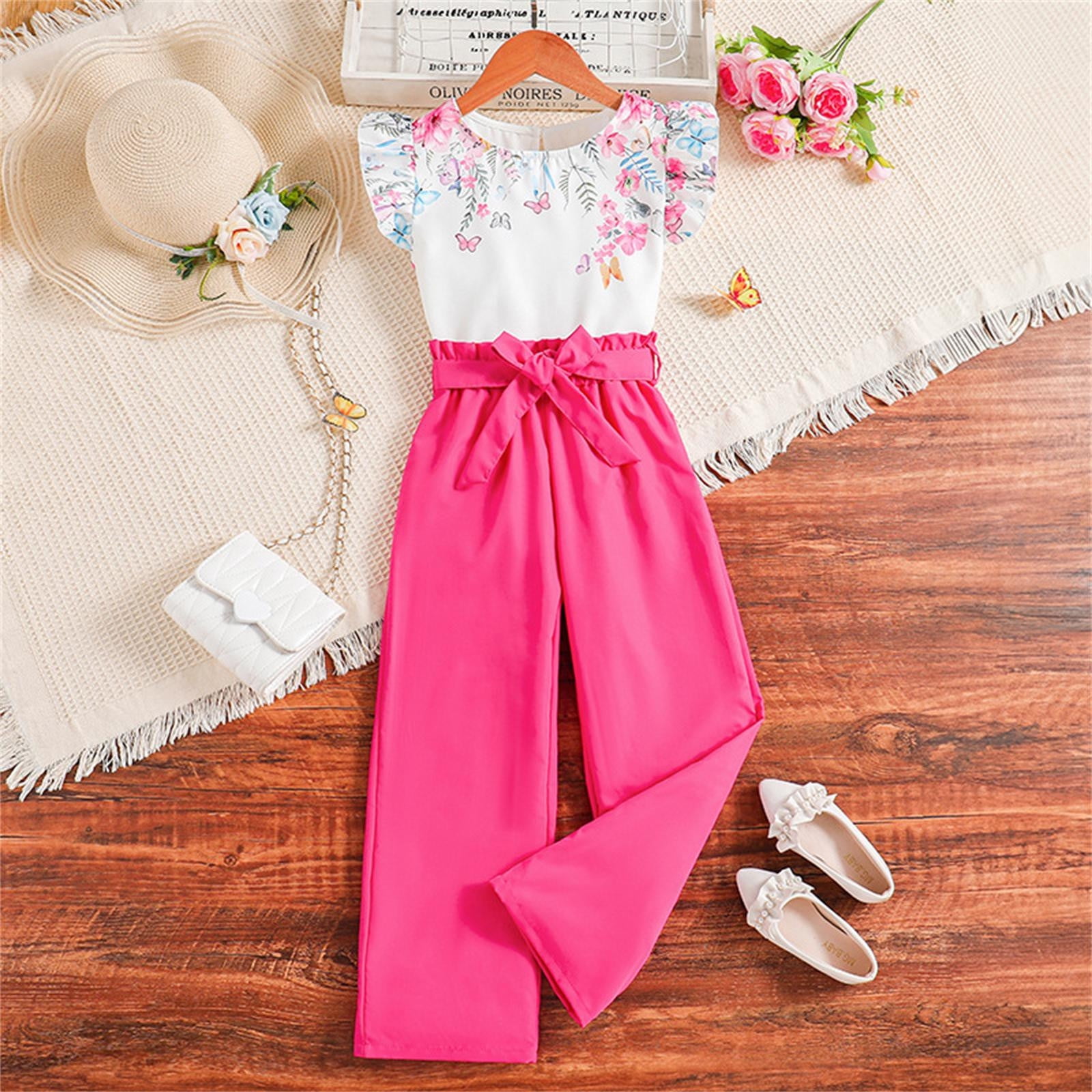 Gaexia Children Outfits Summer Girls' Clothing New Clothing for 8 12 Years Flying Sleeve Top Pants Suit Clothes Sets - Image 5