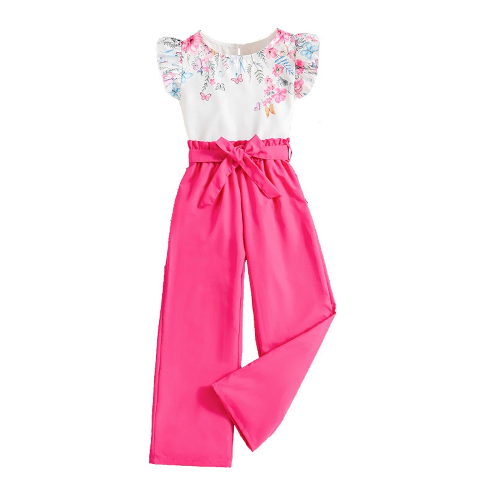 Gaexia Children Outfits Summer Girls' Clothing New Clothing for 8 12 Years Flying Sleeve Top Pants Suit Clothes Sets