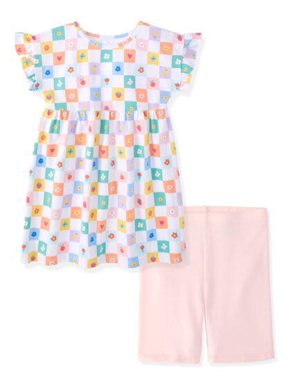 Garanimals Newborn, Baby & Toddler Girl Cotton 2-Piece Set, Short-Sleeve Dress & Biker Shorts, Sizes 0-6T