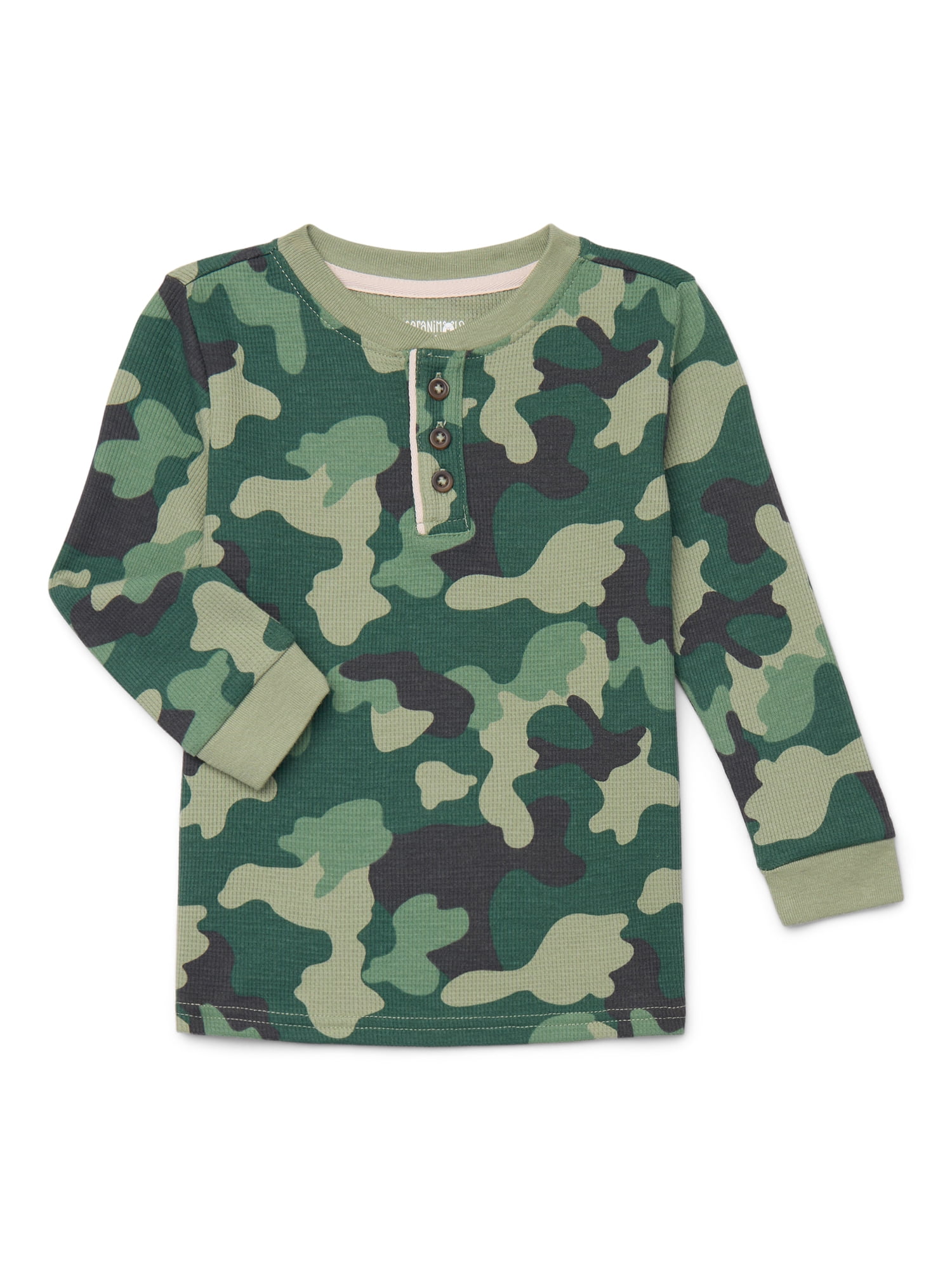 Garanimals Toddler Boys Waffle Henley Shirt with Long Sleeves, Sizes 18M-5T