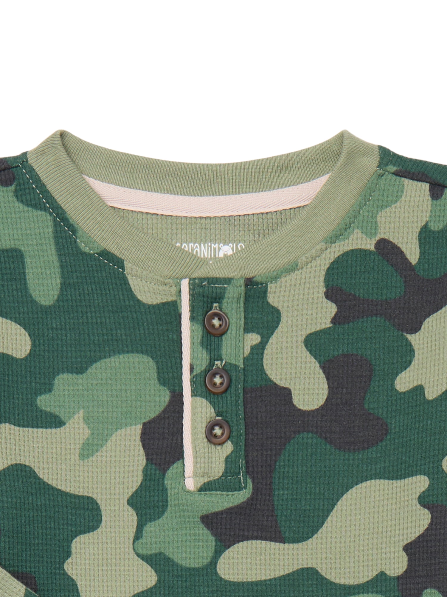 Garanimals Toddler Boys Waffle Henley Shirt with Long Sleeves, Sizes 18M-5T - Image 3
