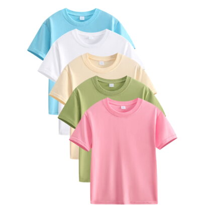GERsome 5 Pack Boys Shirts Short Sleeve Shirts for Girls Cotton Plain T-Shirts Kids Toddler Tshirts Tees Boys Clothes Summer Tops, Sizes 2-12 Years
