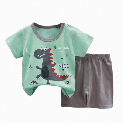Gibobby Toddler Boy Summer Short Sleeve Crew Neck T-Shirt Elastic Shorts 2Pc Outfit Set Casual Soft Dailywear Clothes for Baby Boys 3M 6M 12M 18M 24M 3T‑5T Infant Kids(18-24 Months,Mint Green)