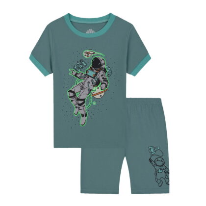 Gubotare Pajamas for Boys Set Toddler Boys Pajamas Short Sets Fire Truck Cotton 2 Piece Pjs Excavator Sleepwear Summer Clothes Kids Jammies Set Size 7-8T (Green,7-8 Years)