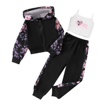 Gubotare Toddler Girl Clothes Fall/Winter Girls Clothes Kids Clothes Fall Winter Outfits Hoodie Sweatshirt Pants Clothing Sets Size 4T 5T (Black,4-5 Years)