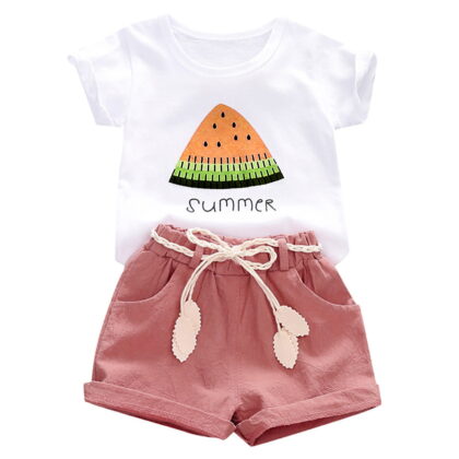 GXWEA Ropa Para NiñA 4T Girls Clothes Toddler Baby Girl Outfits Summer Clothes Infant Spring Short Sleeve Shirt Tops Cute Shorts Set