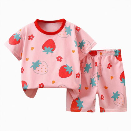 HCNTES Little/Big Kids Clothes Short Sleeve Pullover Tops + Pants Set Sweatsuit Toddler Baby Boys Girls Spring Summer Unisex Loungewear Outfits Set(Pink,9-18 Months)