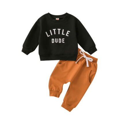 HCNTES Toddler Baby Boy Clothes Solid Color Long Sleeve Crewneck Sweatshirt Top Casual Pants Set 4Pcs Fall Winter Outfits