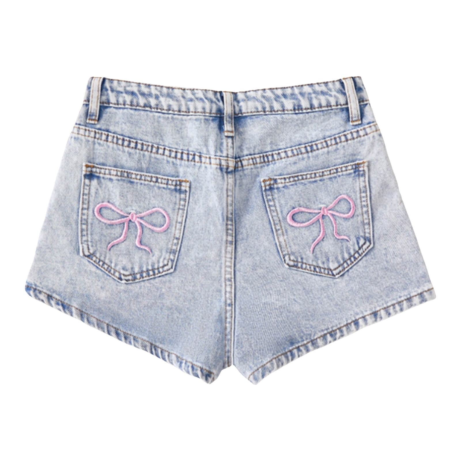 Jkety Girls Jeans Girls Jeans Shorts Denim Elastic Waist Bottom Trendy Cotton Summer Clothes for Kids Light Blue,13-14 Years