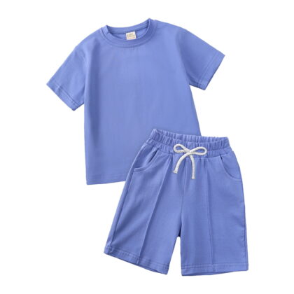 Kids Boy'S Clothing Solid T-Shirt And Shorts Set Crew Neck Baby Summer Clothes Baby Boy Outfit Sets 7-8 Years Cute Boy Clothing