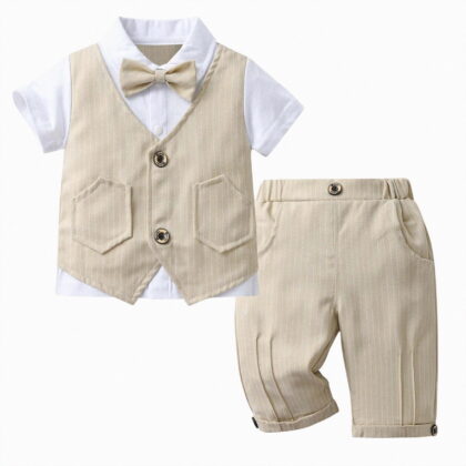 Kids Clothes Boys Toddler Boy Outfits Summer Cotton Button Printed Short Sleeved Sports 3 6 12 18 24 Months 3T Casual Outfit Baby Boys' Clothing Sets Two Pieces Set