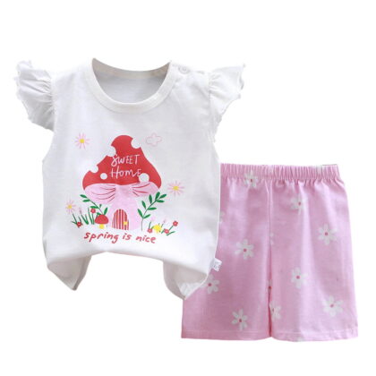 Kids Sets Clothing for Girls Kids Toddler Girls Summer Cute Outfit Set Butterfly and Floral Print Top + Shorts Set