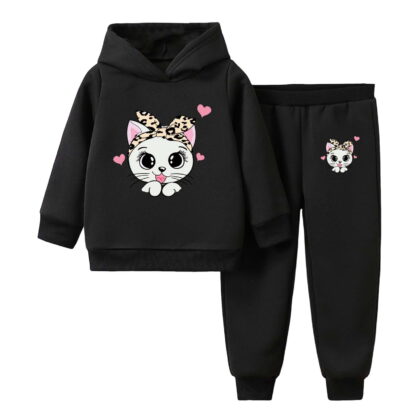 Kogui Teen Girls Clothing Sets Kids Girl Clothes Print Graphic Top + Print Flare Leg Pants 2PC Fall/Winter Outfits Set Size 7-8 (Black,7-8 Years)