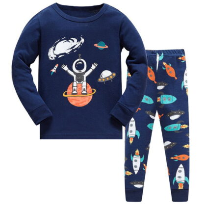 lnmuld 2 Piece Boys Pajamas Toddler Kids Boys Pajamas Planet Cotton Kids Pj's Long Sleeve Sleepwear Clothes Set Outfits Kids Pajamas Size:5-6 Years