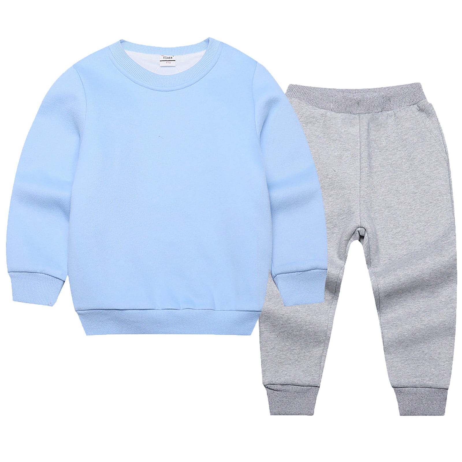 MEZZALL Boys Girls Sweatsuit Outfit Kid Solid Crewneck Sweatshirt Sweatpant 2Pcs Set Fall Winter Clothes 2-8 Years