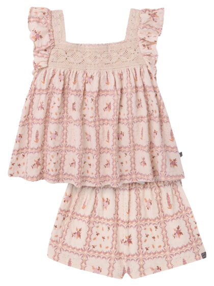Modern Moments by Gerber Baby and Toddler Gril Square Neck Ruffle Outfit Set, 2-Piece, Sizes 0/3 Months - 5T