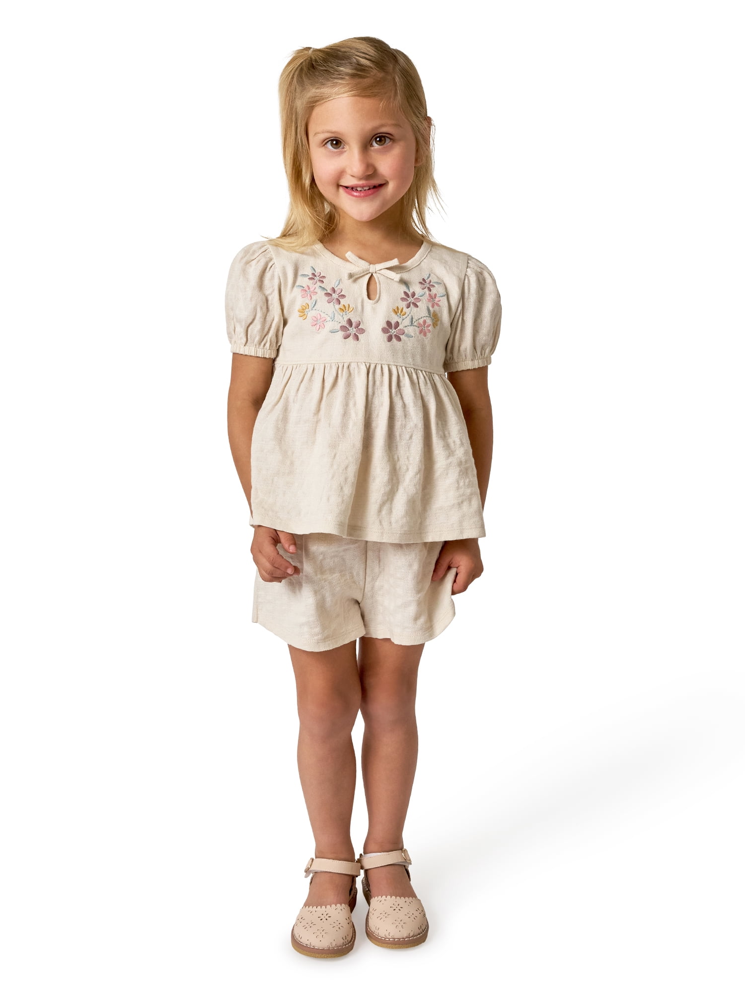 Modern Moments by Gerber Toddler Girl Puff Sleeve Outfit Set, 2-Piece, Sizes 12 Months - 5T