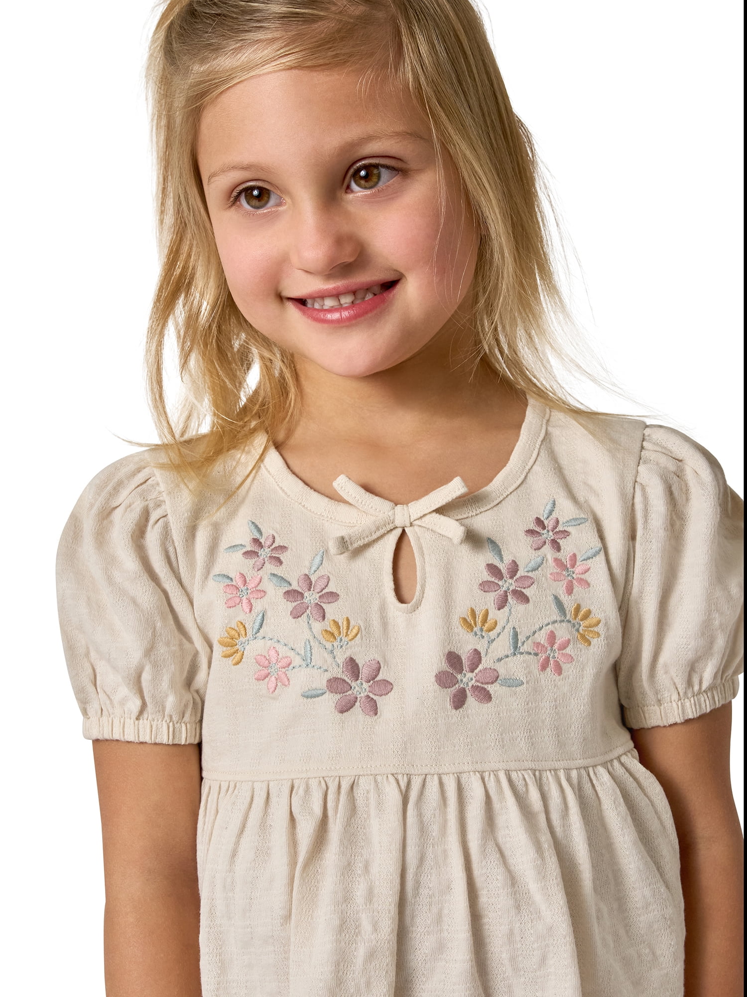 Modern Moments by Gerber Toddler Girl Puff Sleeve Outfit Set, 2-Piece, Sizes 12 Months - 5T - Image 2