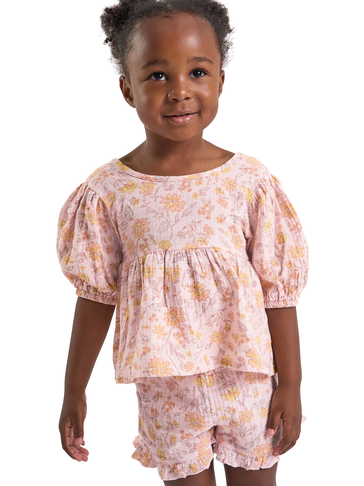 Modern Moments by Gerber Toddler Girl Top and Short Outfit Set with Crossback Detail, 2-Piece, Sizes 12 Months - 5T - Image 2