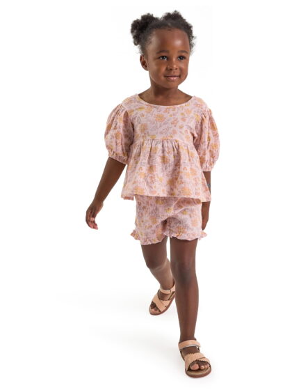 Modern Moments by Gerber Toddler Girl Top and Short Outfit Set with Crossback Detail, 2-Piece, Sizes 12 Months - 5T
