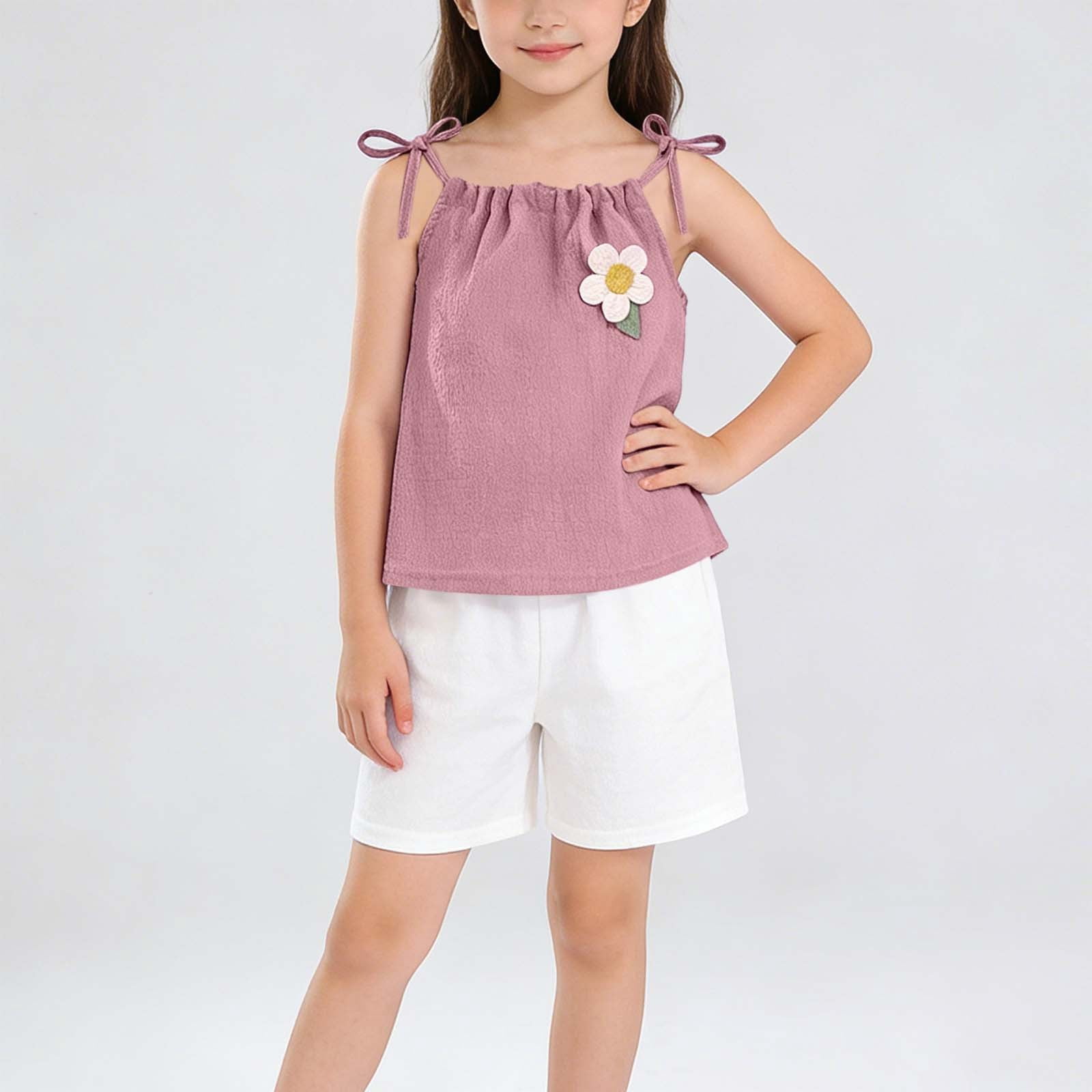 NAISIBABY Girls Outfit Sets Size 8, Fashion Cute Soft 2-Piece Camisole Tops and Shorts Kids Summer Clothing Sets (0-8T) - Image 4