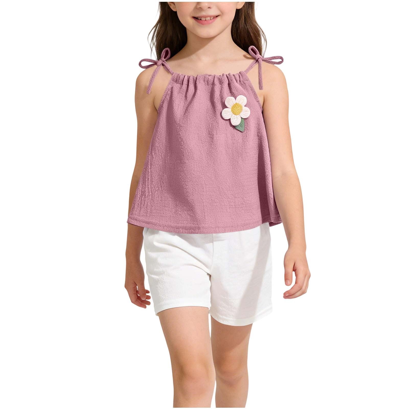 NAISIBABY Girls Outfit Sets Size 8, Fashion Cute Soft 2-Piece Camisole Tops and Shorts Kids Summer Clothing Sets (0-8T)