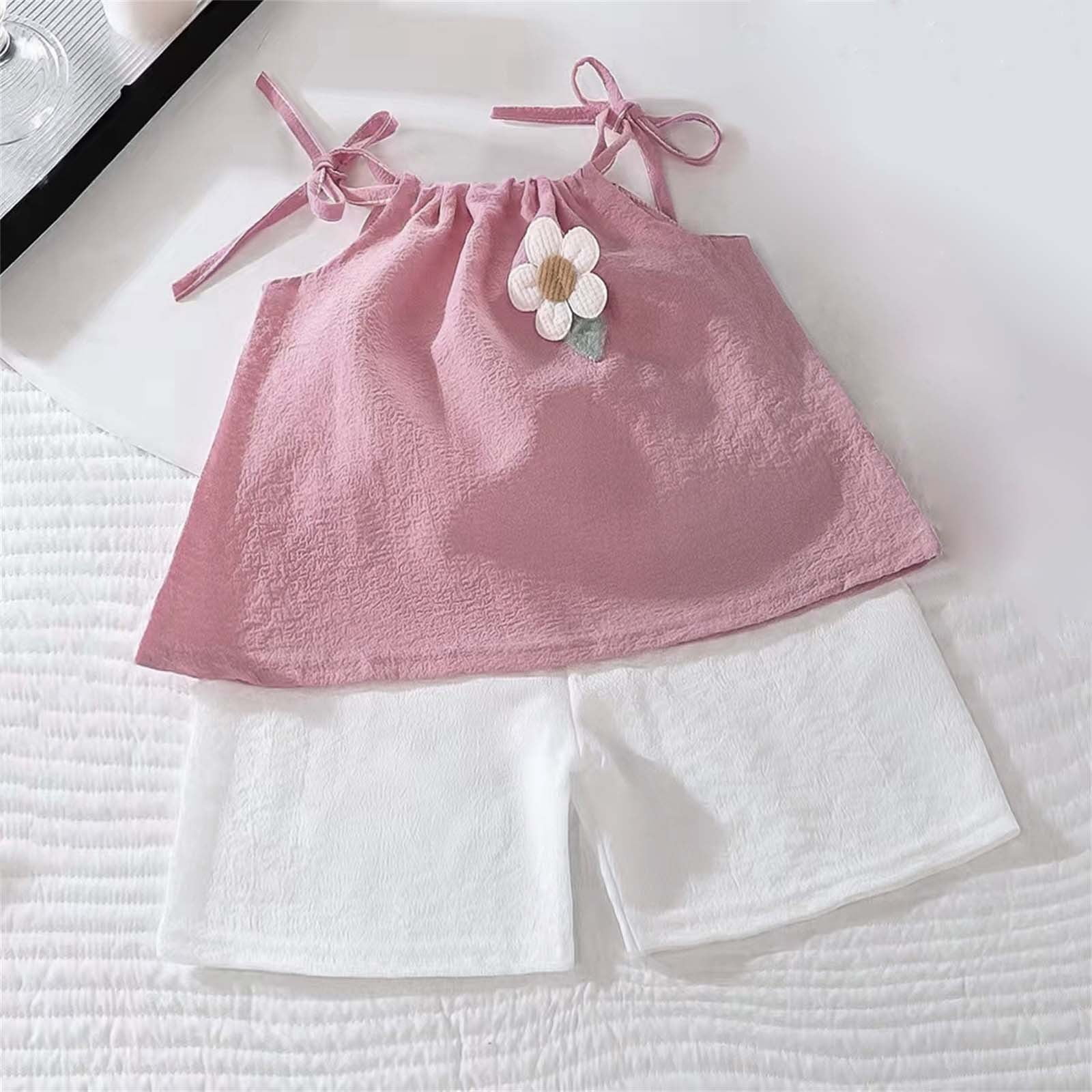 NAISIBABY Girls Outfit Sets Size 8, Fashion Cute Soft 2-Piece Camisole Tops and Shorts Kids Summer Clothing Sets (0-8T) - Image 3