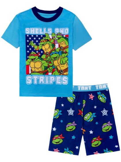 Ninja Turtles 2-Piece Short Sleeve and Short Pajama Set, Sizes 4-12