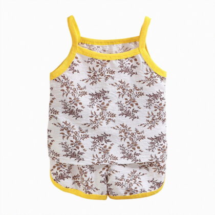 NOLDARES Girl's 2 Piece Outfit Summer Sleeveless Top Shorts Sets Little Girls Toddler Cute Tops Kids Clothing Set(Yellow,6-12 M)