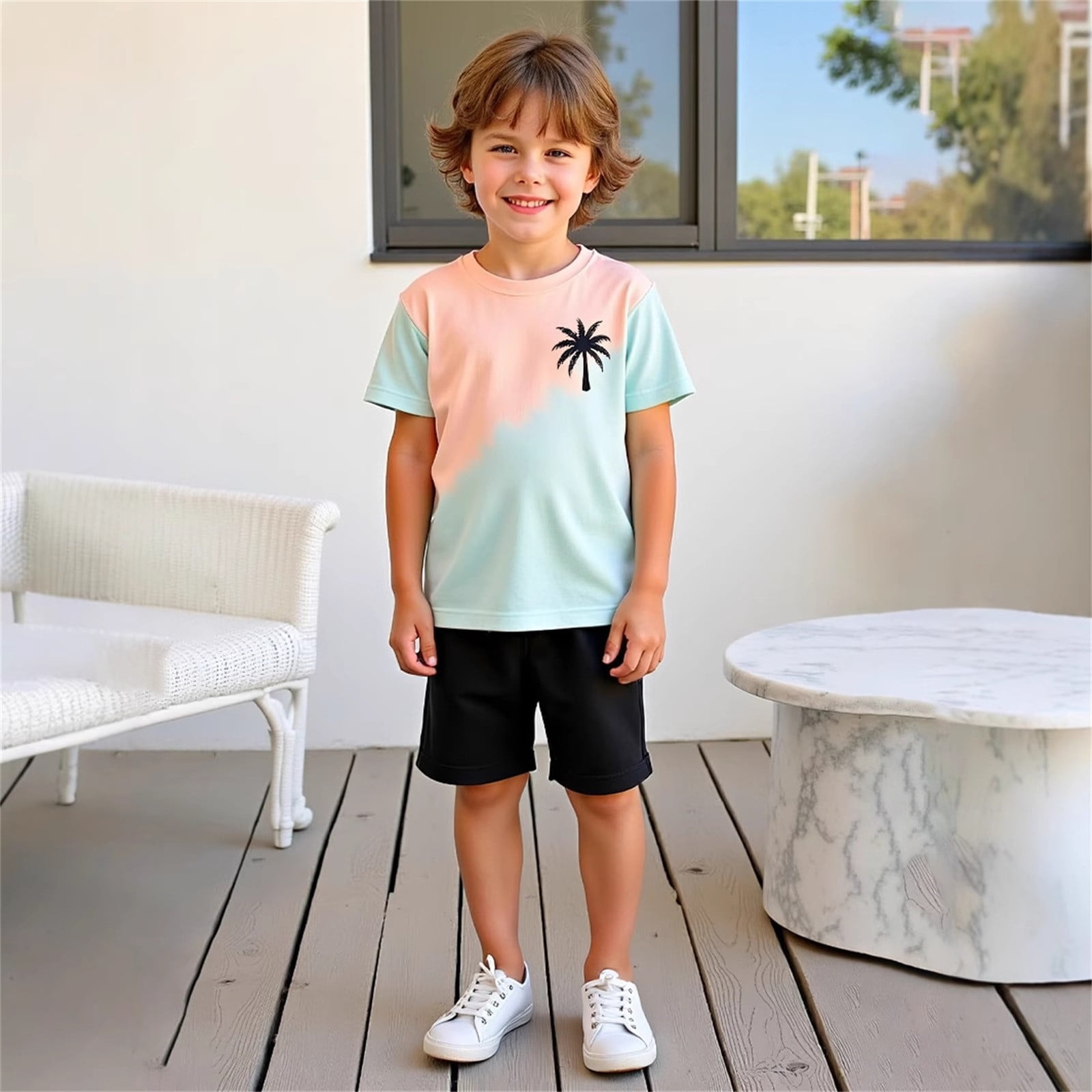 Outfits for Boys Short Sleeve Cute Prints T Shirt Tops Shorts Kids Boys' Clothing Sets - Image 2