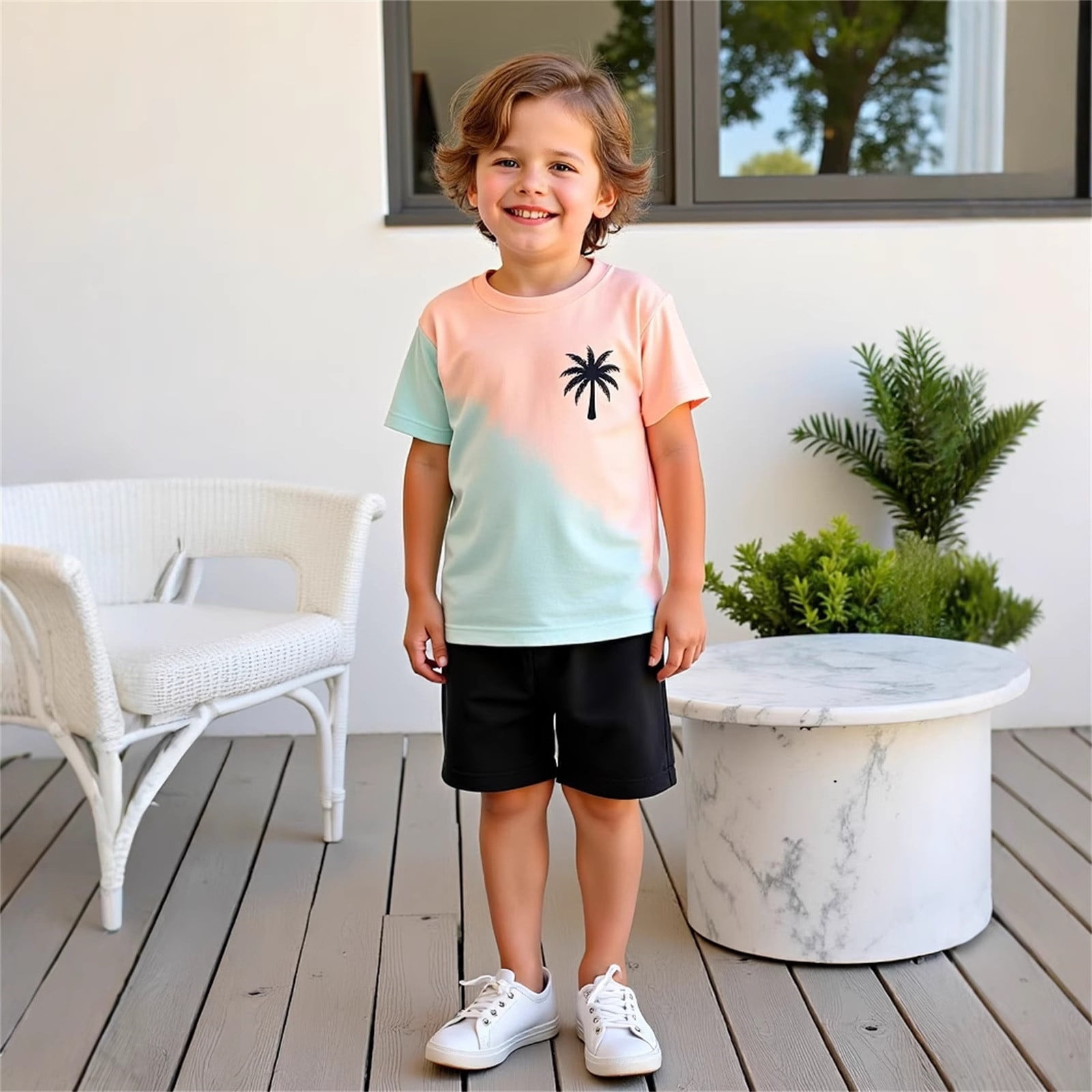 Outfits for Boys Short Sleeve Cute Prints T Shirt Tops Shorts Kids Boys' Clothing Sets - Image 4