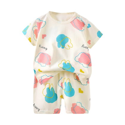 Quealent Boys Short Sleeve Shirt Shorts Outfit Two-piece Kids Summer Cute Cartoon Traffic Car Graphics Top Boyshorts (Beige, 3-6 Months)