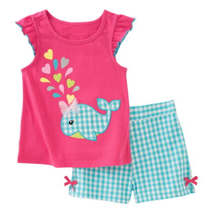 Quealent Toddler Girls Summer Clothes Baby Kids 1T 2T 3T 4T Short Sleeve Letter T-Shirt Tops + Shorts Outfits Sets(White,6-7 Y) (C-Hot Pink, 6-7 Years)