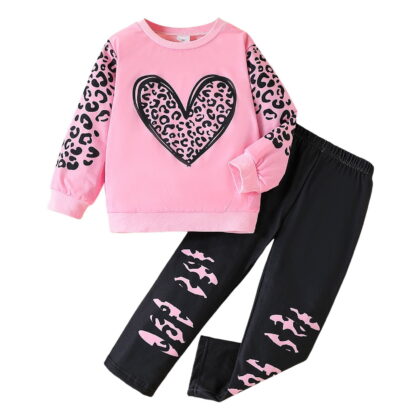 RTKFRFLM Girls Winter Outfits 2 Piece Set Leopard Print Long Sleeve Hoodie And Pants Comfy Casual Athletic Playwear Toddler Kids Clothes Clothes Sets,Size 5-6 Years