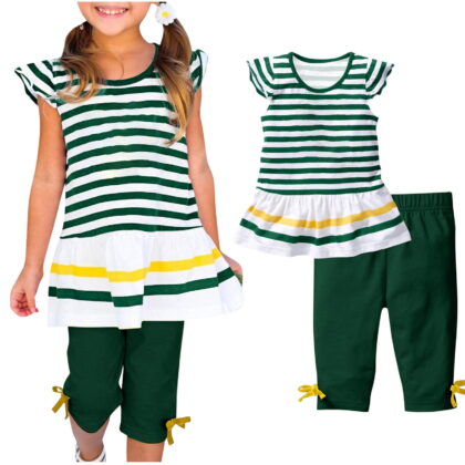 Rvkxad 8T Baby Girl Clothes Toddler Kids Girls Cute Striped Ruffle T-Shirt Tops Shorts Pants Baby Girl Outfits 2Pcs Summer Clothes Set