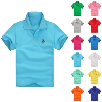 Sentuca Boys T Shirts Solid Color Casual Tees Button Lapel Short Sleeve Tops for Kids Clothes Size 6