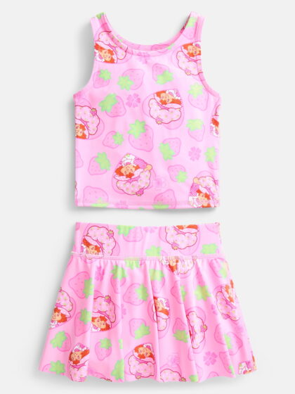 Strawberry Shortcake Toddler Girls Active All Over Print Tank with Matching Skirt, Sizes 12M-5T