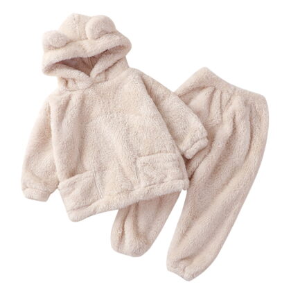 TAIAOJING Toddler Baby Girl Outfit Kids Boy Clothes Winter Warm Hooded Bear Ear Sweatshirt Tops And Pants 2Pcs Tracksuit Outfits Pajamas Sleepwear Set Girls Fashion Outfits 2-3 Years
