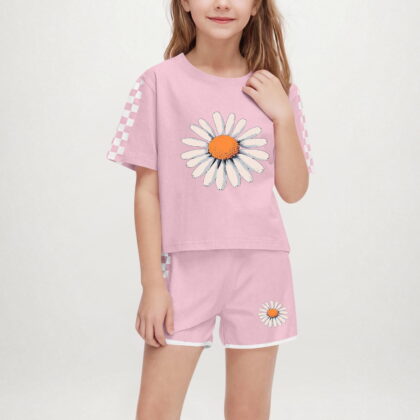 Tdoqot Girls Outfit Sets 2 Piece- Casual Soft Short Sleeve Cute T Shirts and Shorts Kids Clothes Pink Size 6-14