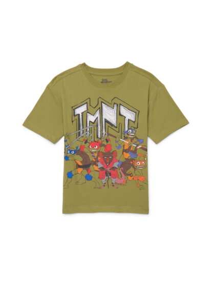 Teenage Mutant Ninja Turtles Boys Graphic Retro Print Tee with Short Sleeves, Sizes 4-18