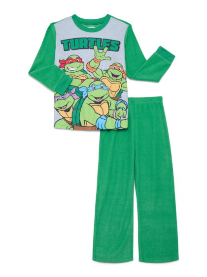Teenage Mutant Ninja Turtles Boys Long Sleeve Top and Pants, 2-Piece Pajama Set, Sizes 4-12