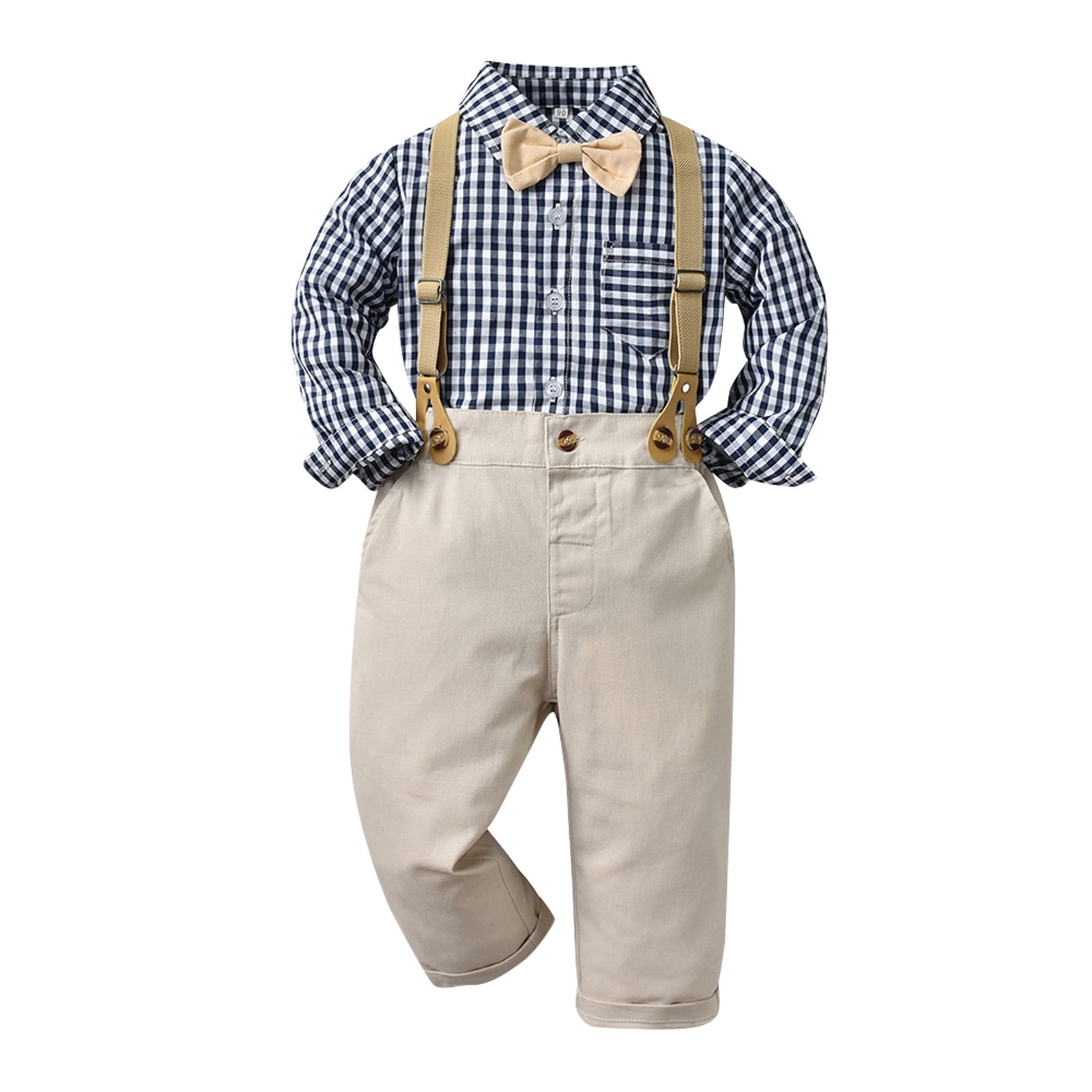 Toddler Boy Clothes Set Long Sleeve Plaid Prints T Shirt Tops Pants Kids Gentleman Outfits Fall Winter Outfit,Size 3 Years-4 Years - Image 3
