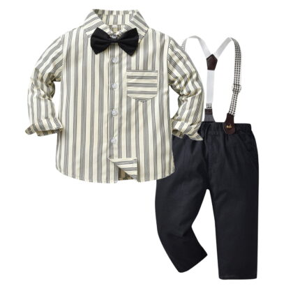 Toddler Boys Outfits Long Sleeve Striped Prints T Shirt Tops Pants Child Kids Gentleman Sets Clothing Sets for Boys Size 3-4T