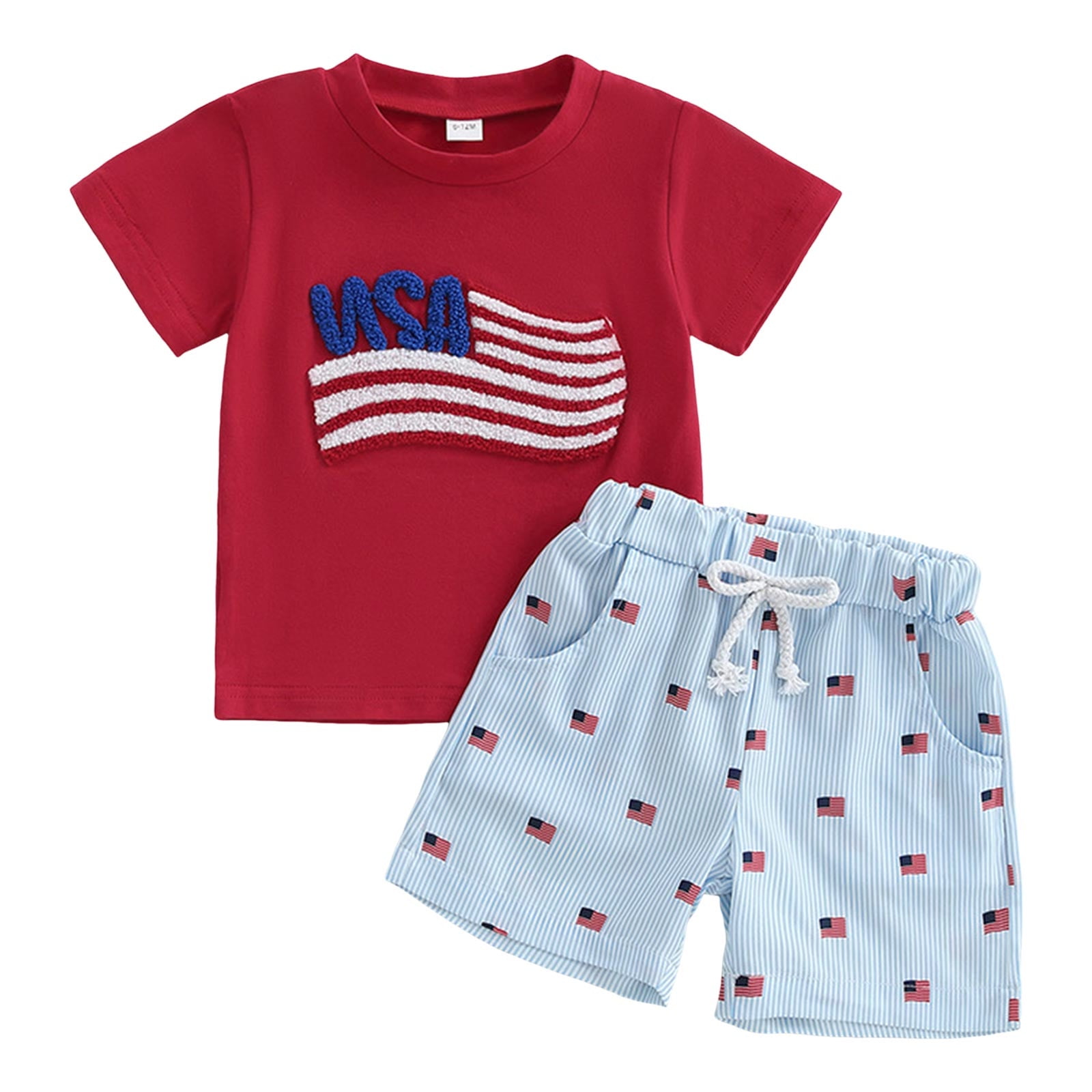 Toddler Boys' Short Sets 3T Boys Summer Clothes Kids Summer Funny Letter Outfits Shirt Short Sets Toddler Boy Clothes Gibobby(18-24 Months,Red)