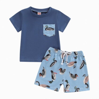 Toddler Clothes for Boys Kids Summer Spring Animal Printed Short Sleeved Casual 0 3 6 12 18 24 Months T Shirt and Shorts Baby Boys' Clothing Sets 2PCS Set